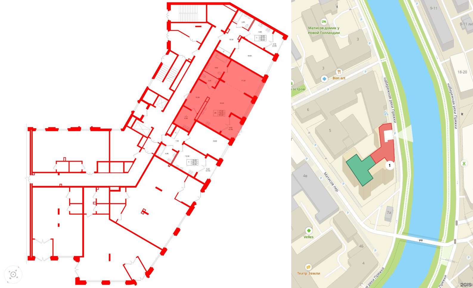 Квартира в ЖК MARIINKA DELUXE, 1 комнатная, 79.2 м², 1 этаж