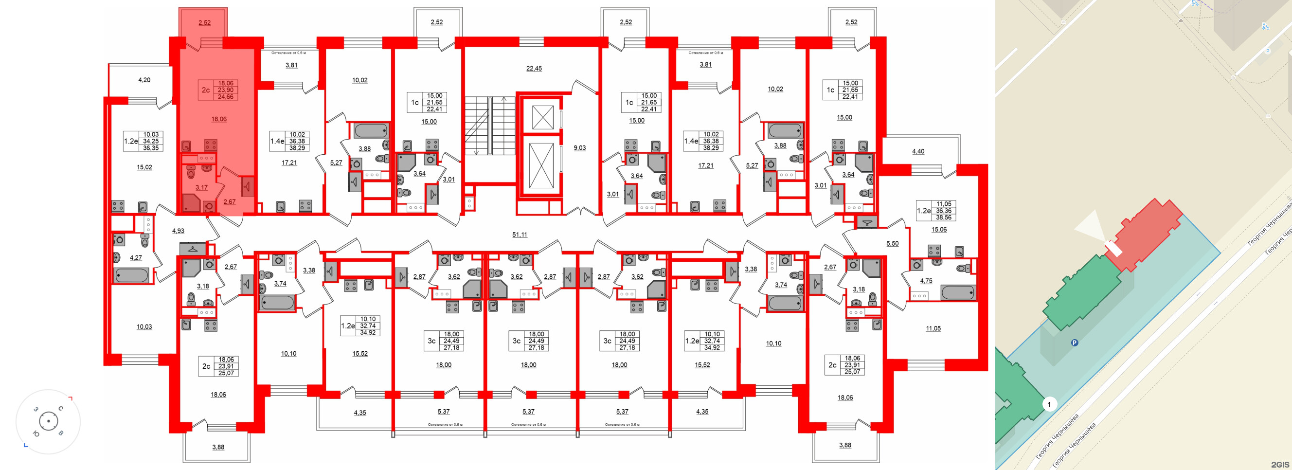 Квартира в ЖК «Сэтл ЛОФТ», студия, 23.9 м², 11 этаж