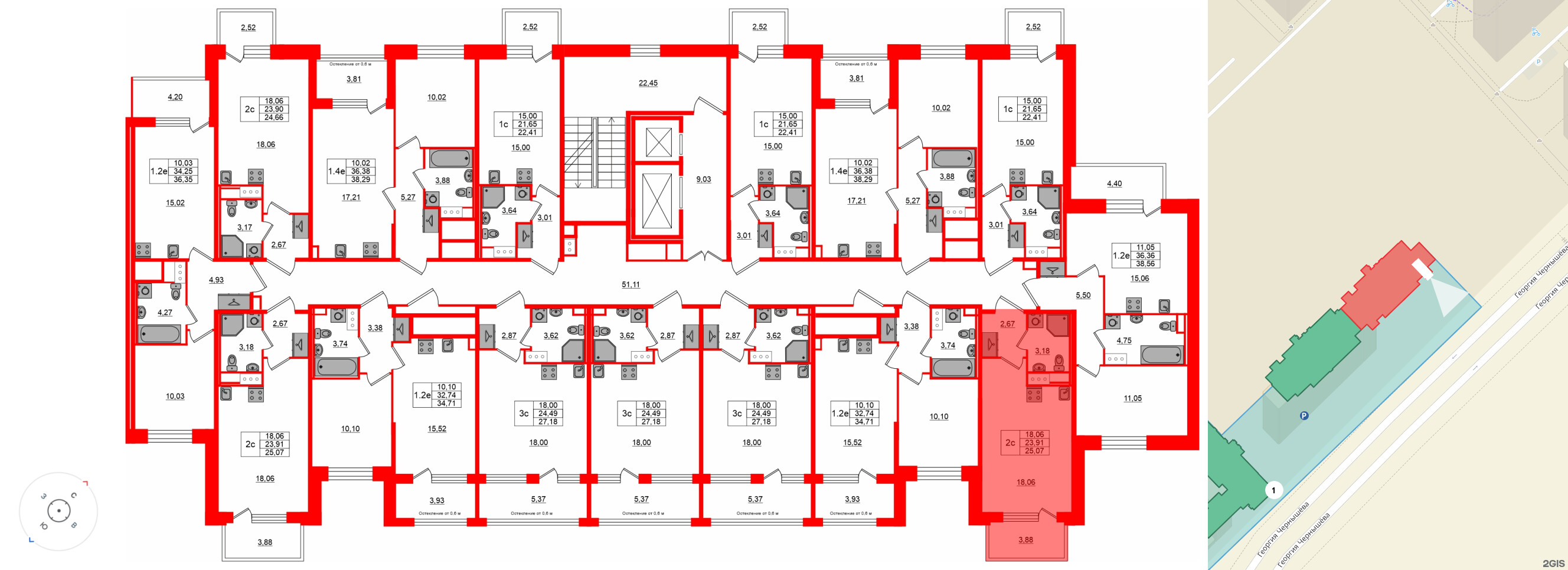 Квартира в ЖК «Сэтл ЛОФТ», студия, 23.91 м², 5 этаж