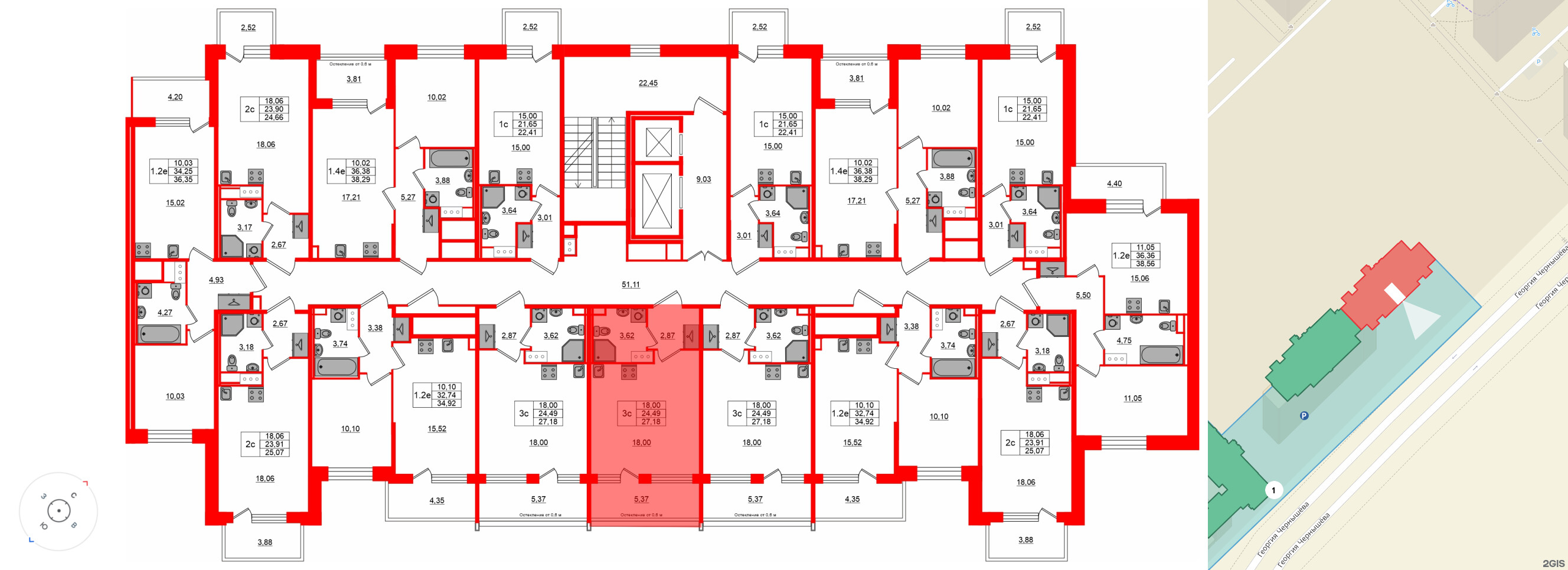 Квартира в ЖК «Сэтл ЛОФТ», студия, 24.49 м², 10 этаж