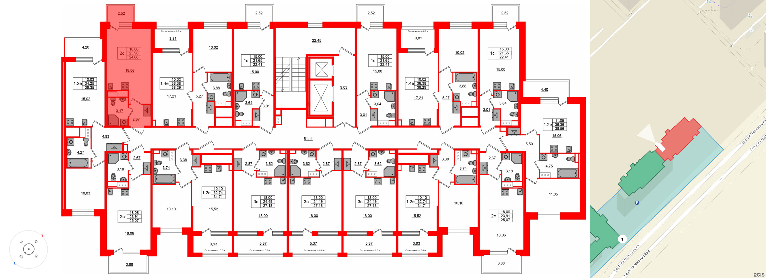 Квартира в ЖК «Сэтл ЛОФТ», студия, 23.9 м², 5 этаж