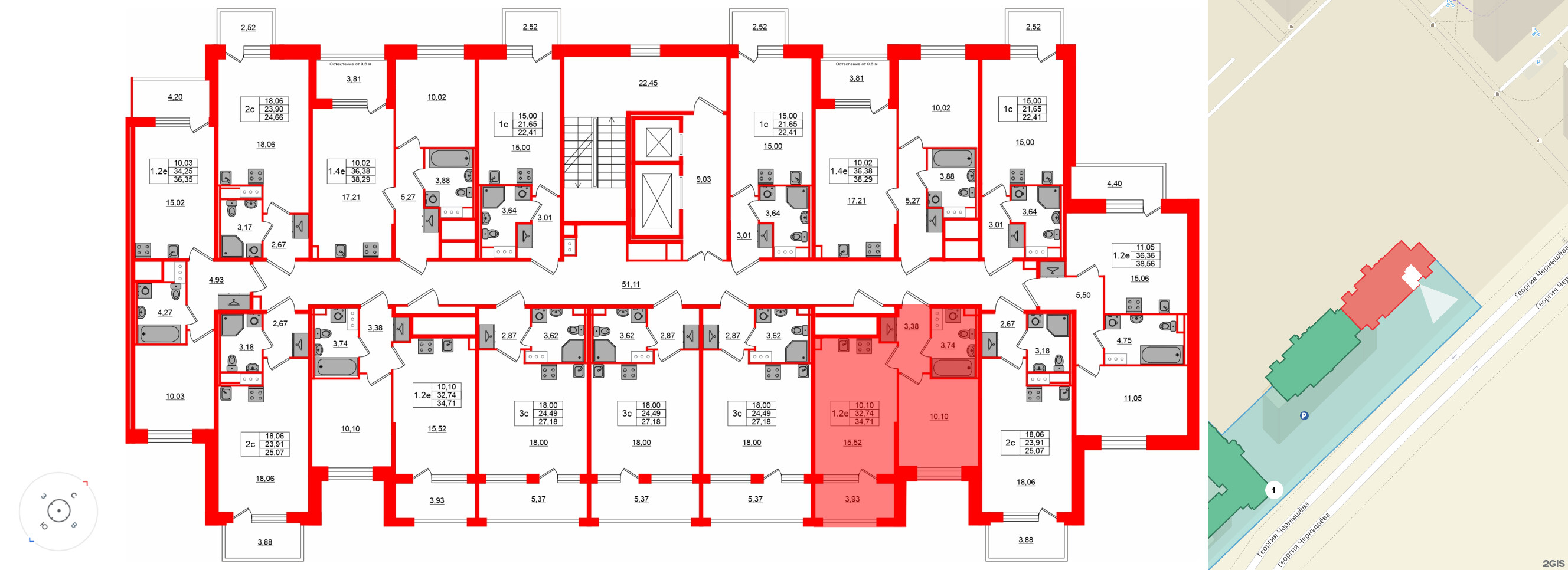 Квартира в ЖК «Сэтл ЛОФТ», 1 комнатная, 32.74 м², 8 этаж