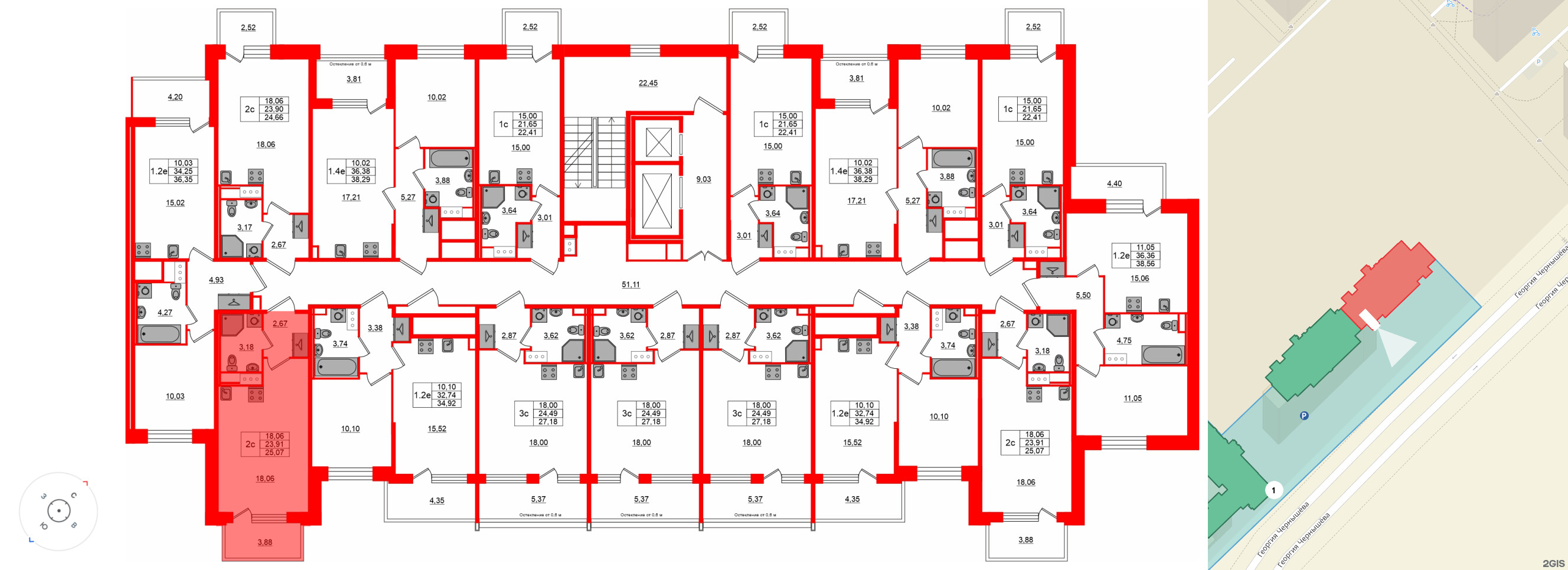 Квартира в ЖК «Сэтл ЛОФТ», студия, 23.91 м², 11 этаж