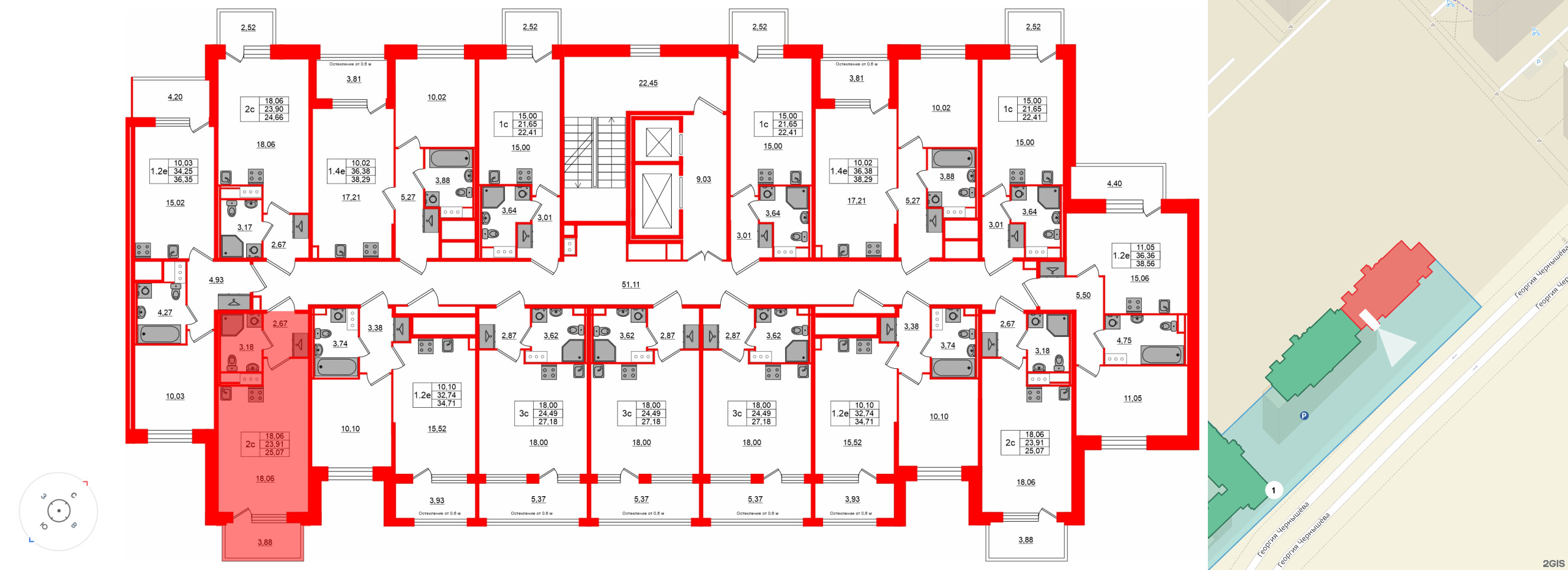 Квартира в ЖК «Сэтл ЛОФТ», студия, 23.91 м², 7 этаж