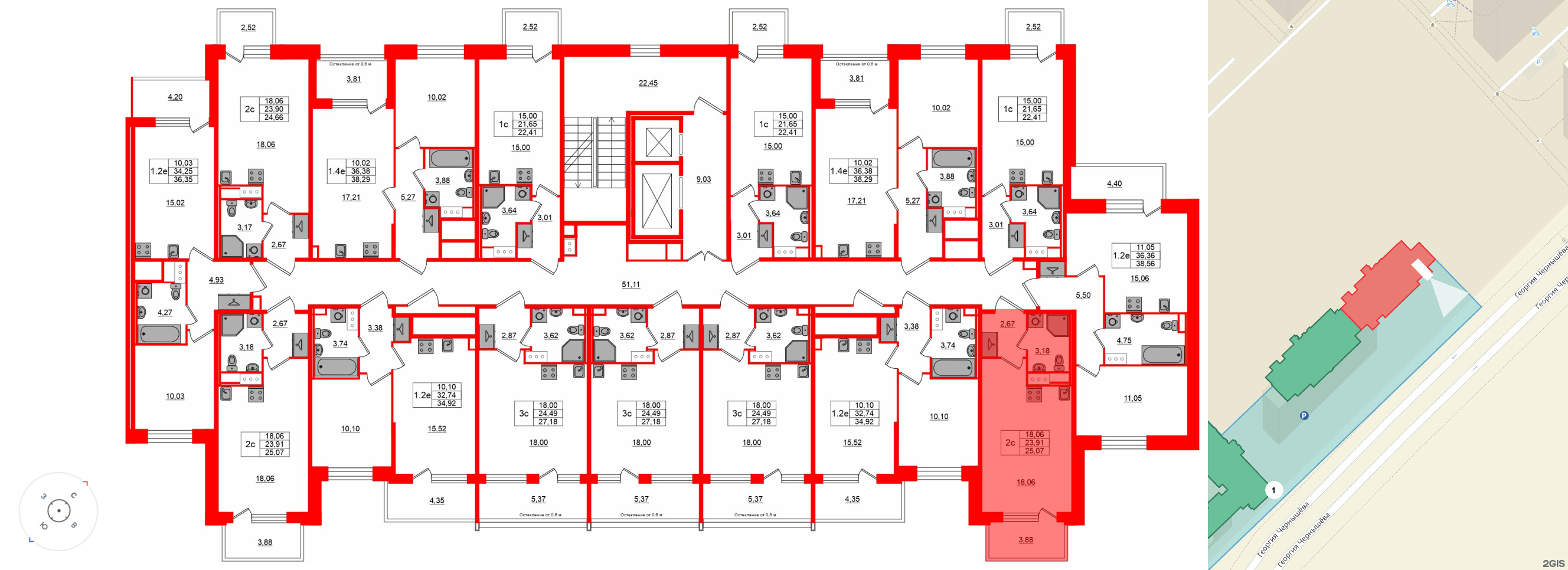 Квартира в ЖК «Сэтл ЛОФТ», студия, 23.91 м², 11 этаж