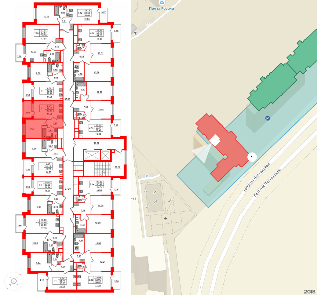 Квартира в ЖК Setl Лофт, 1 комнатная, 31.15 м², 6 этаж