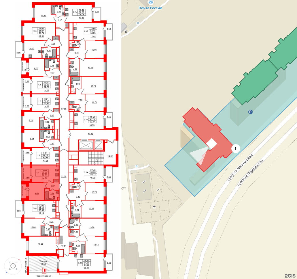 Квартира в ЖК Setl Лофт, 1 комнатная, 30.06 м², 11 этаж