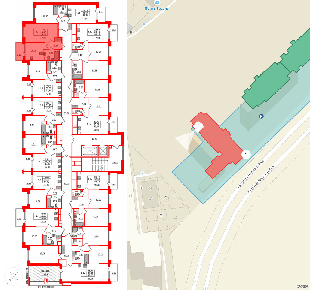 Квартира в ЖК Setl Лофт, 1 комнатная, 34.67 м², 10 этаж
