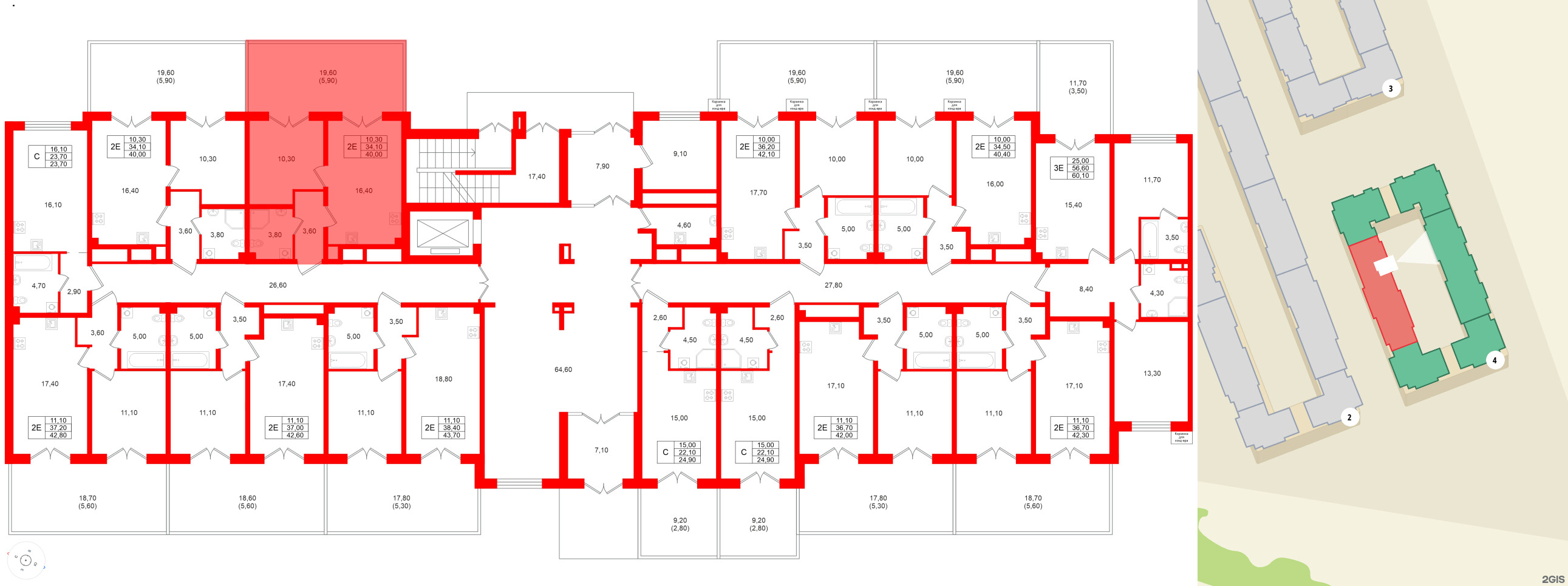 Квартира в ЖК «Пулково Lake», 1 комнатная, 40 м², 1 этаж