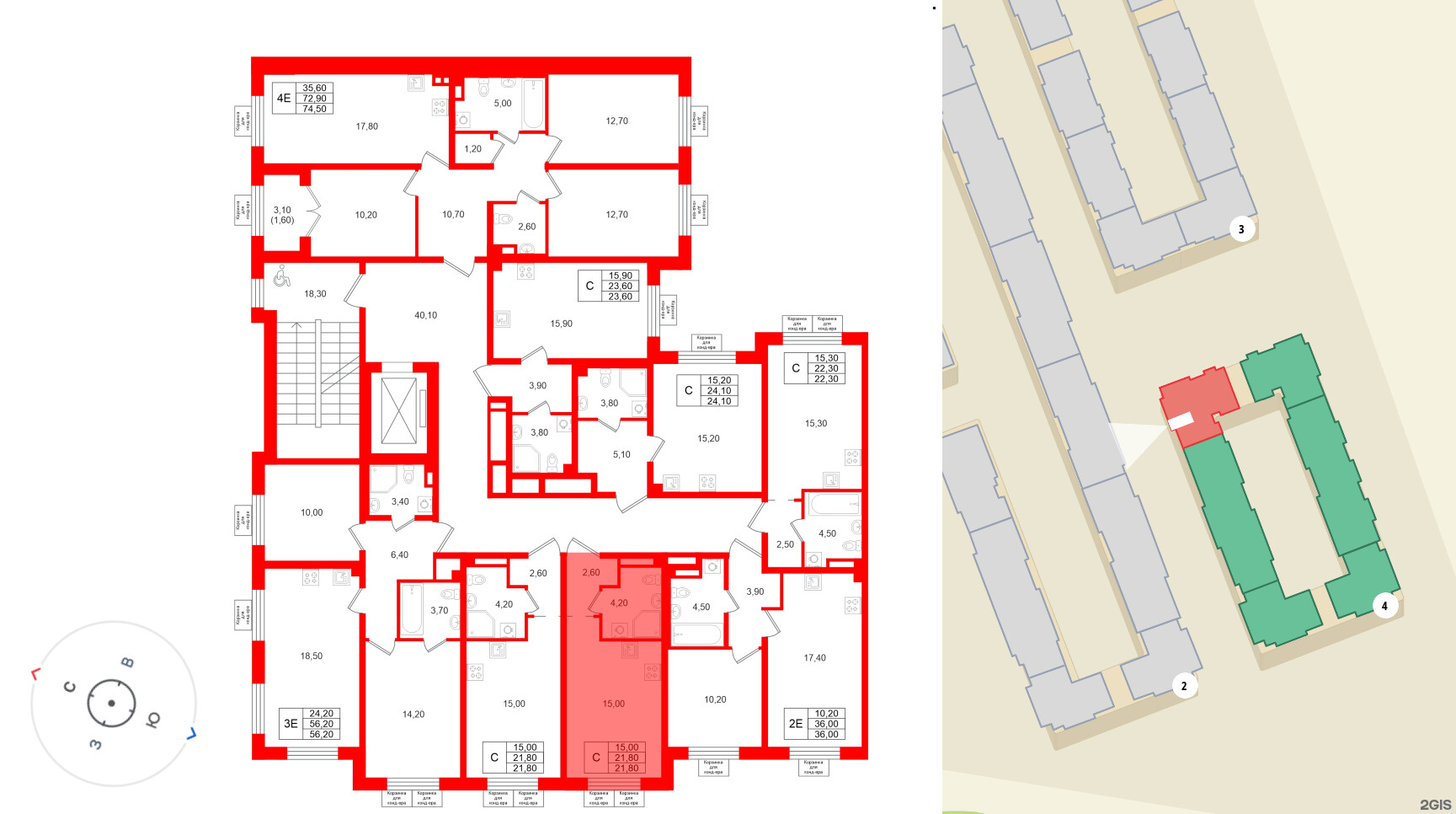 Квартира в ЖК «Пулково Лейк», студия, 21.8 м², 2 этаж
