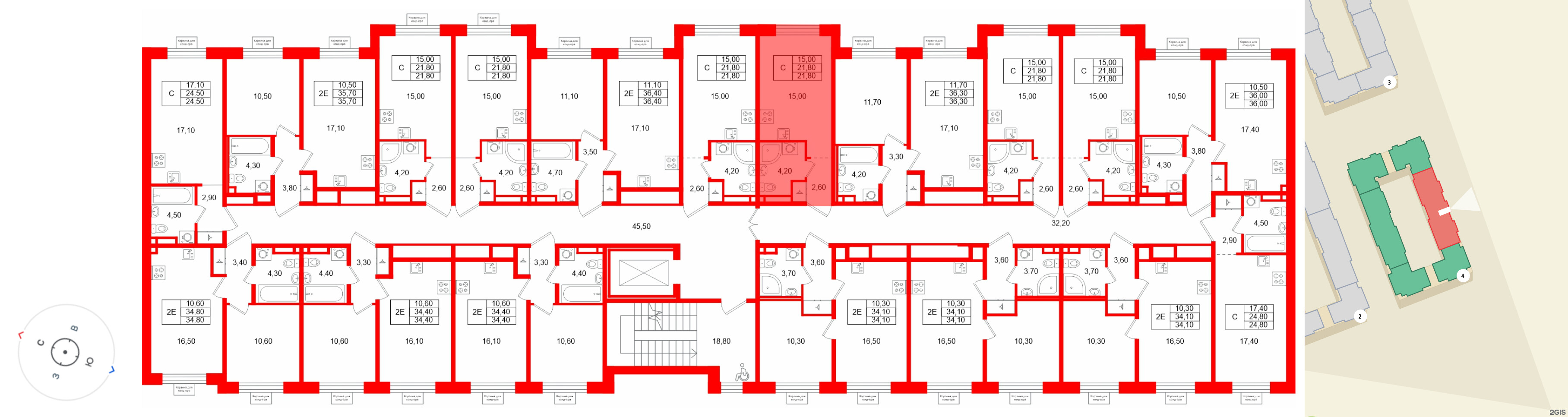 Квартира в ЖК «Пулково Лейк», студия, 21.8 м², 3 этаж