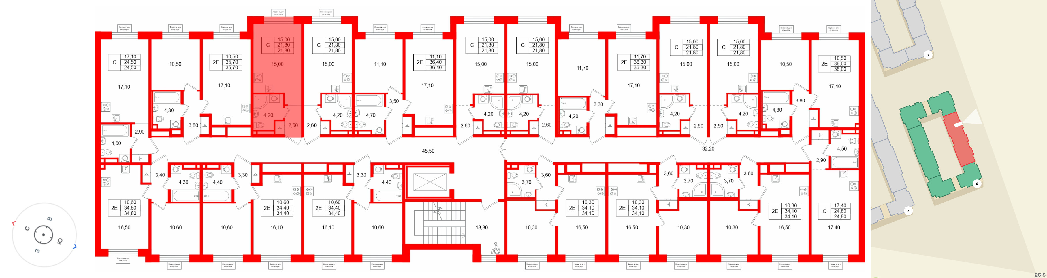 Квартира в ЖК «Пулково Лейк», студия, 21.8 м², 3 этаж