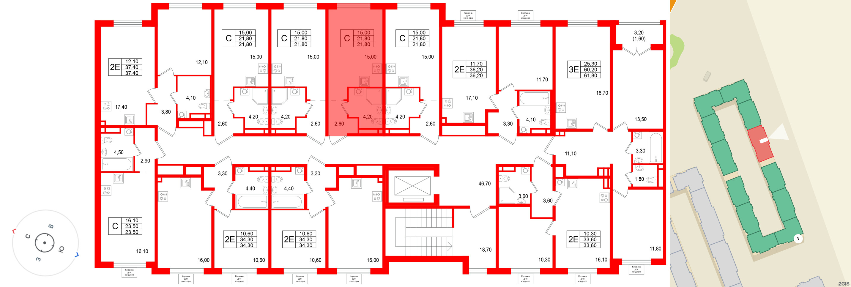 Квартира в ЖК «Пулково Лейк», студия, 21.8 м², 4 этаж
