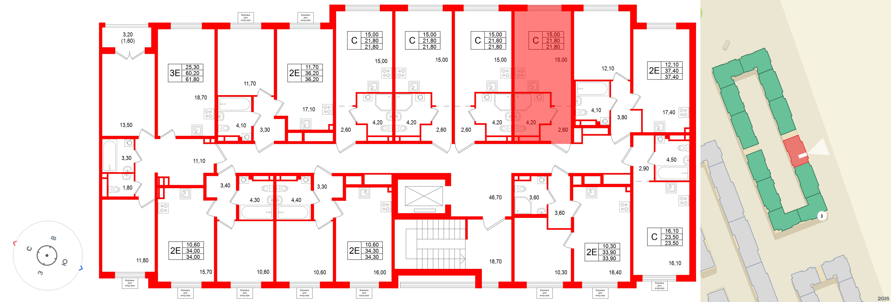 Квартира в ЖК «Пулково Лейк», студия, 21.8 м², 4 этаж