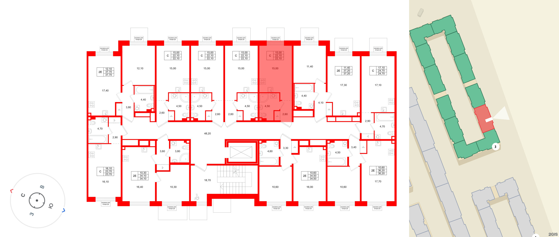 Квартира в ЖК «Пулково Лейк», студия, 22.1 м², 2 этаж