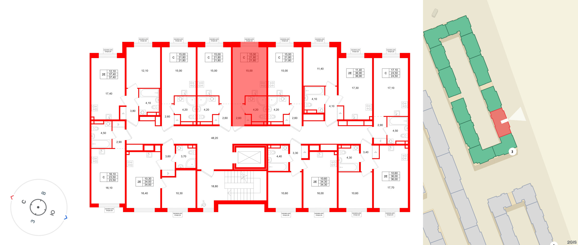 Квартира в ЖК «Пулково Лейк», студия, 21.8 м², 3 этаж