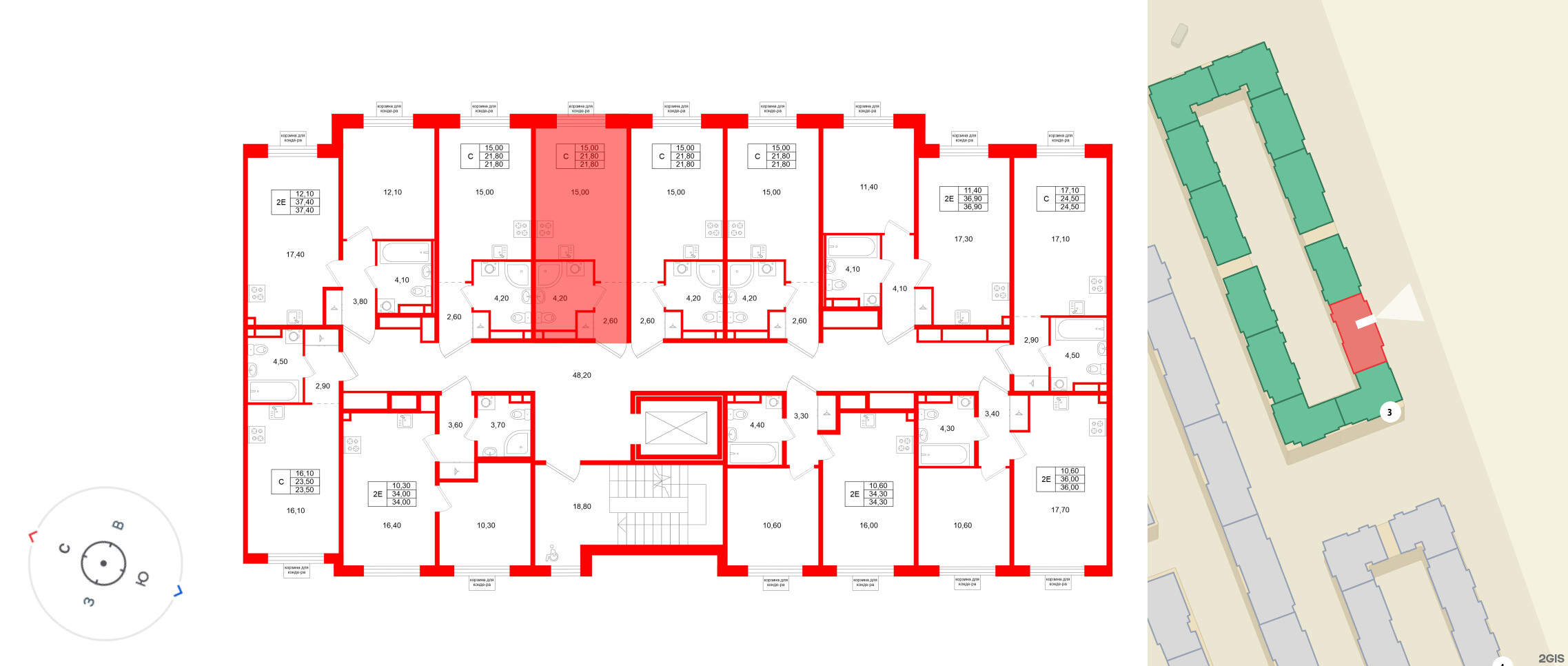Квартира в ЖК «Пулково Лейк», студия, 21.8 м², 3 этаж