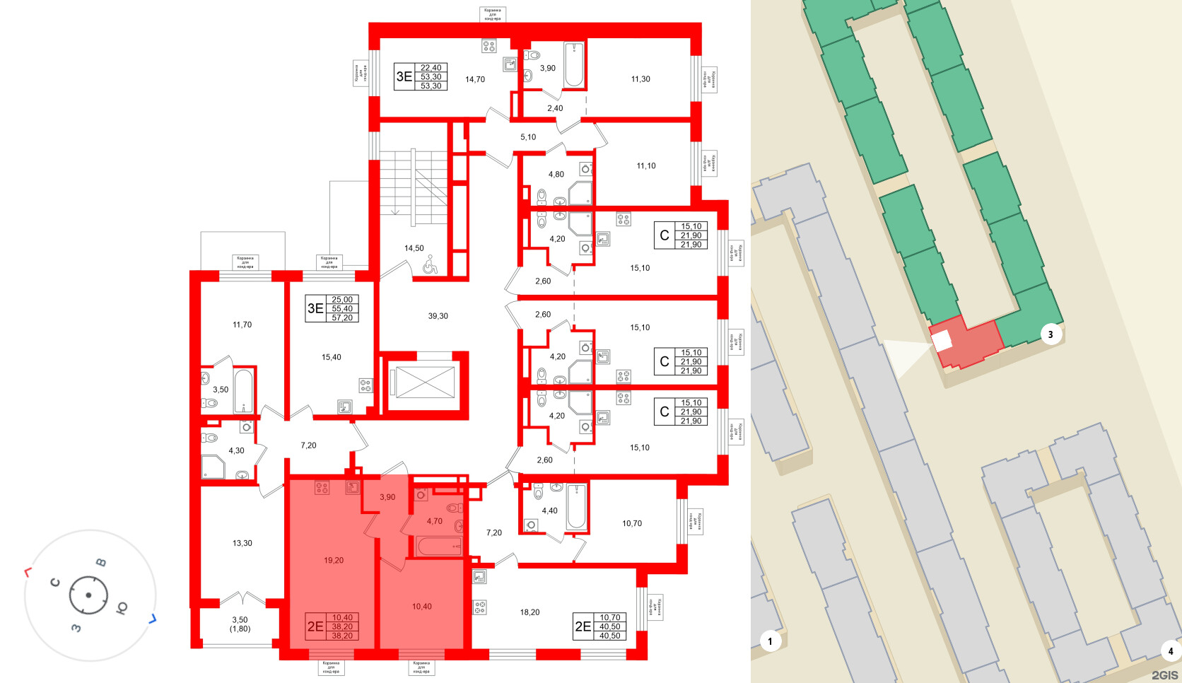 Квартира в ЖК «Пулково Лейк», 1 комнатная, 38.2 м², 2 этаж