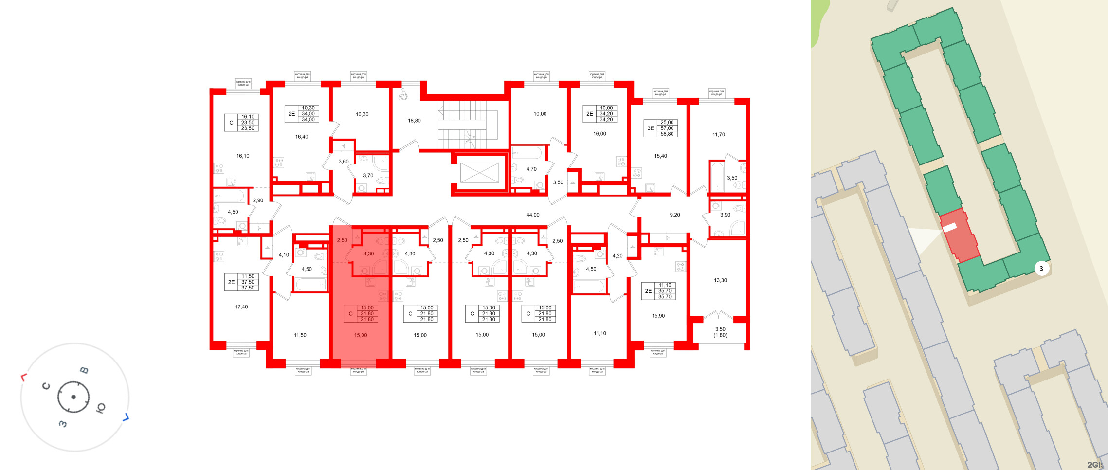 Квартира в ЖК «Пулково Лейк», студия, 21.8 м², 3 этаж