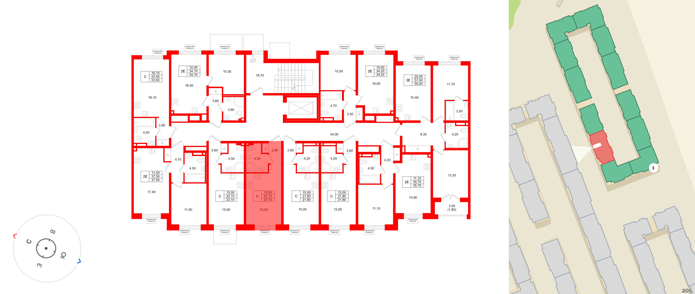 Квартира в ЖК «Пулково Лейк», студия, 22.1 м², 2 этаж