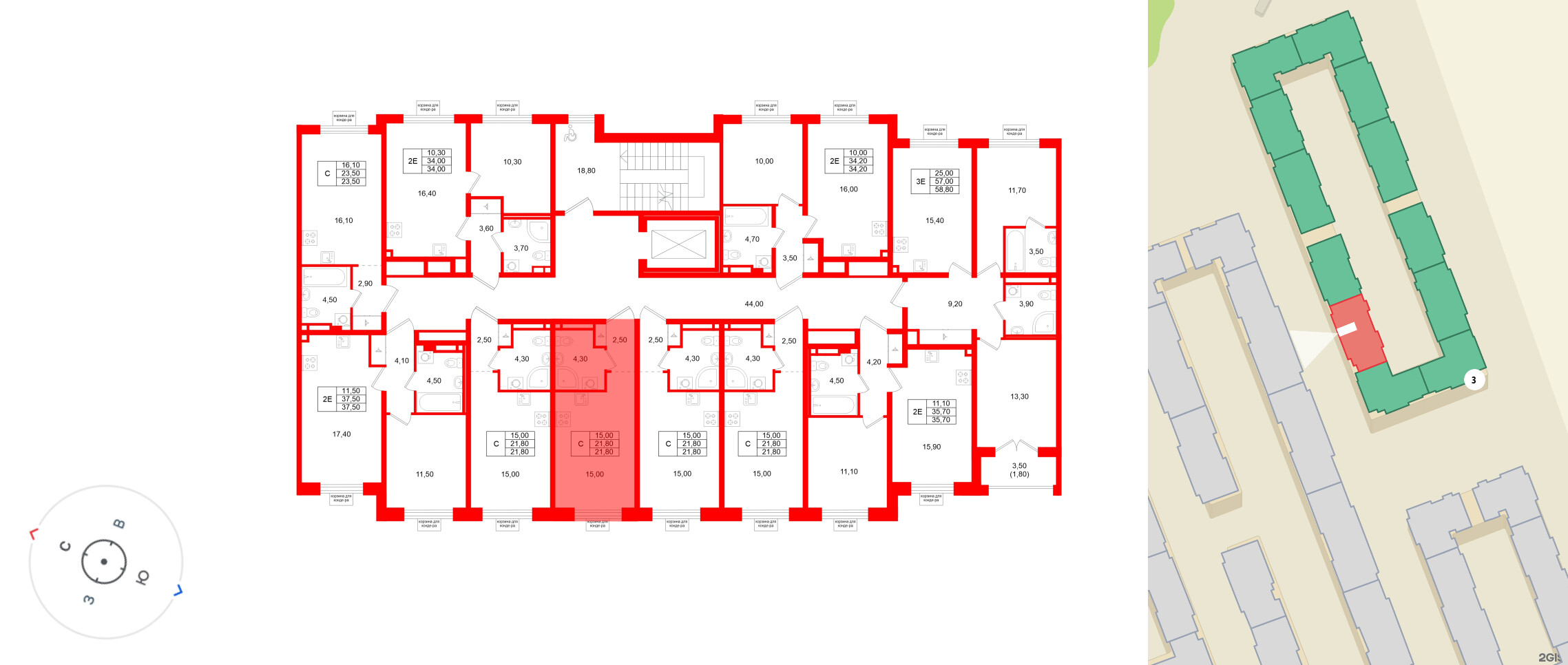 Квартира в ЖК «Пулково Лейк», студия, 21.8 м², 3 этаж