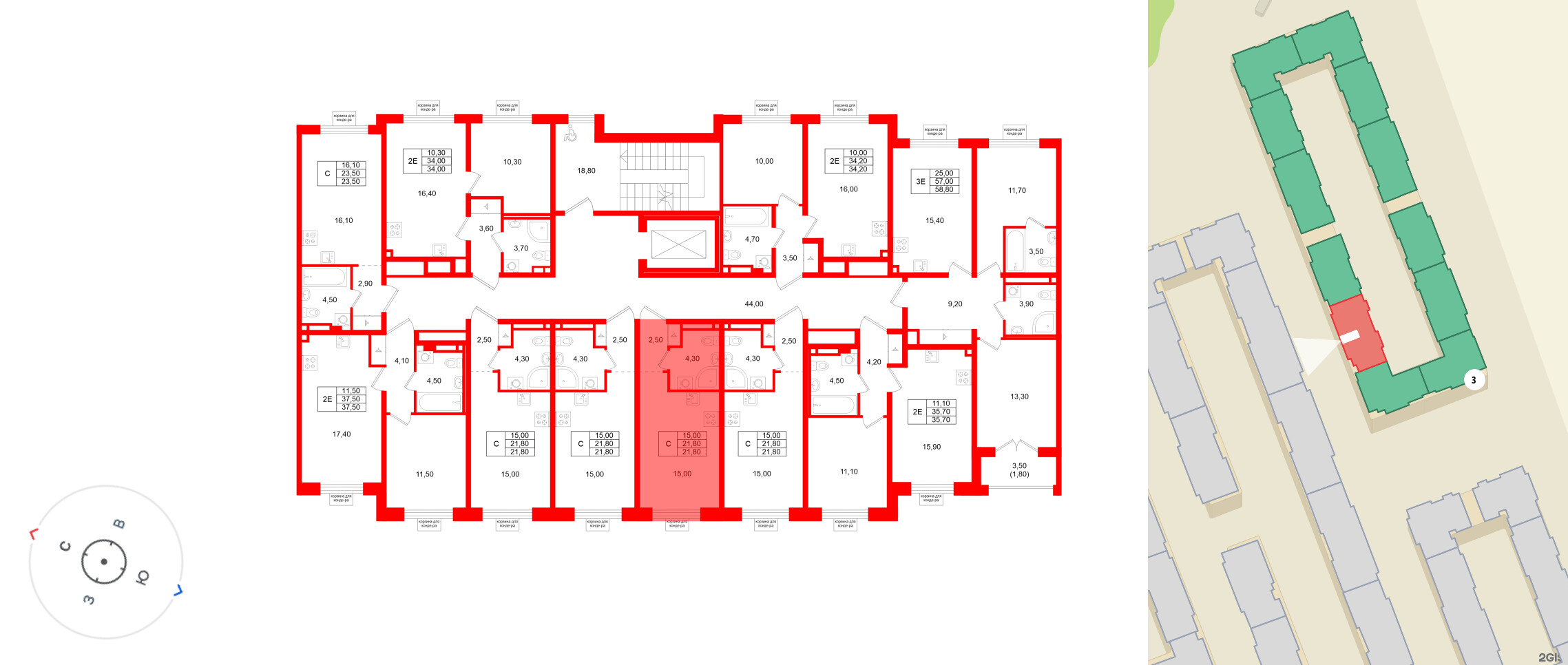Квартира в ЖК «Пулково Лейк», студия, 21.8 м², 3 этаж