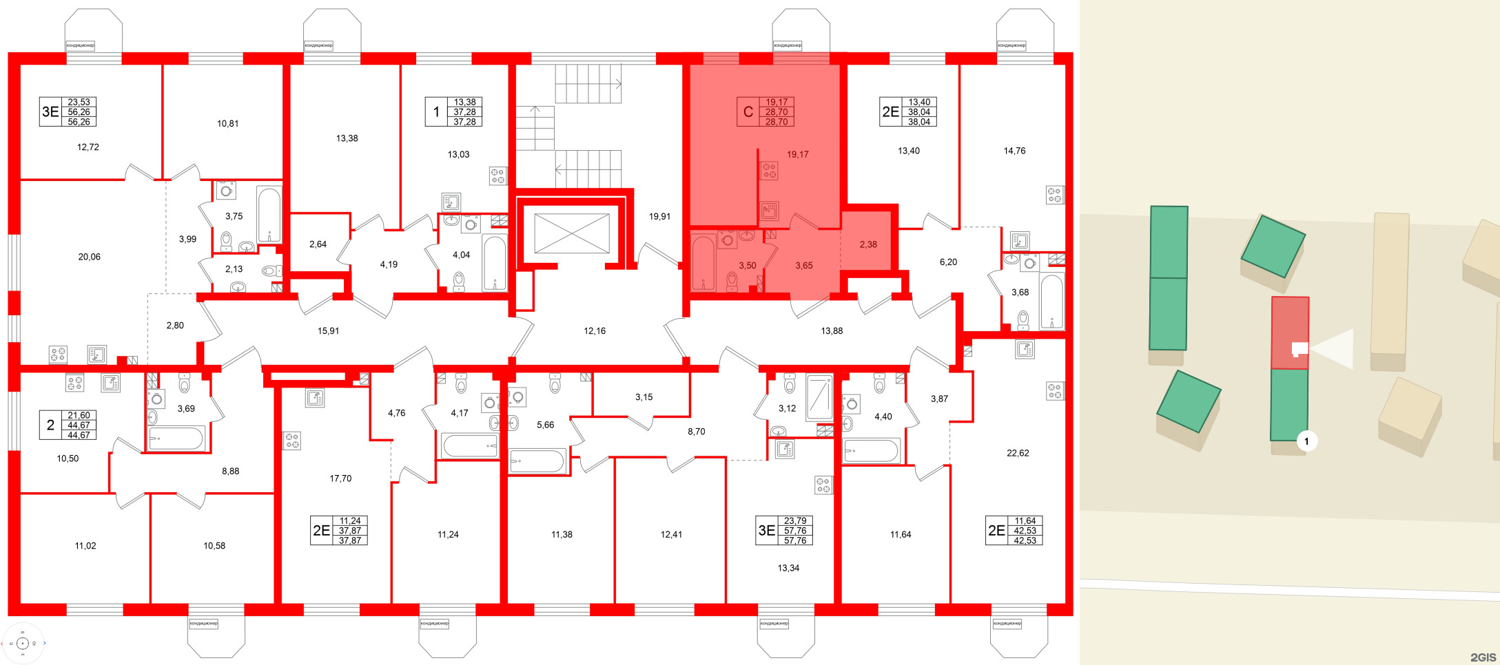 Квартира в ЖК Всевгород, студия, 28.7 м², 3 этаж
