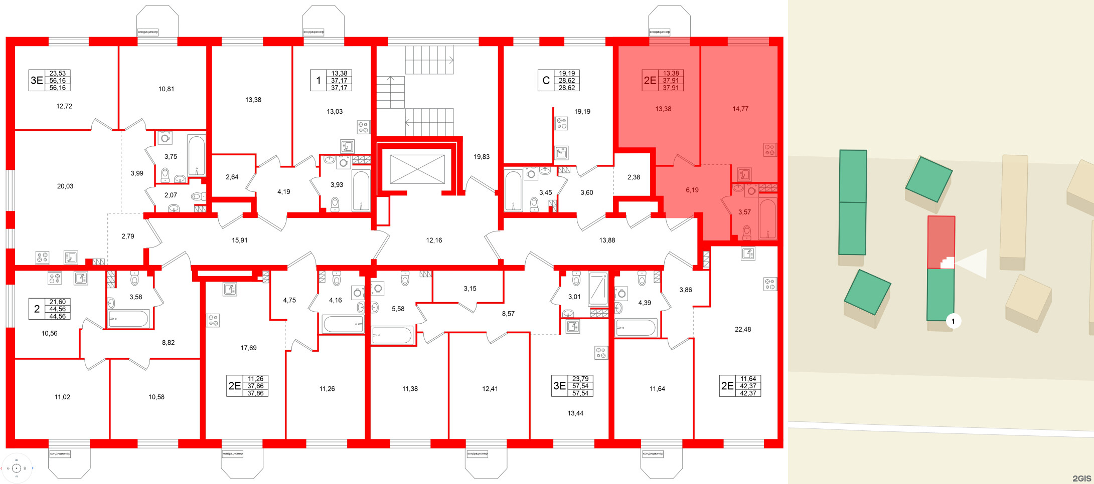 Квартира в ЖК Всевгород, 1 комнатная, 37.91 м², 4 этаж