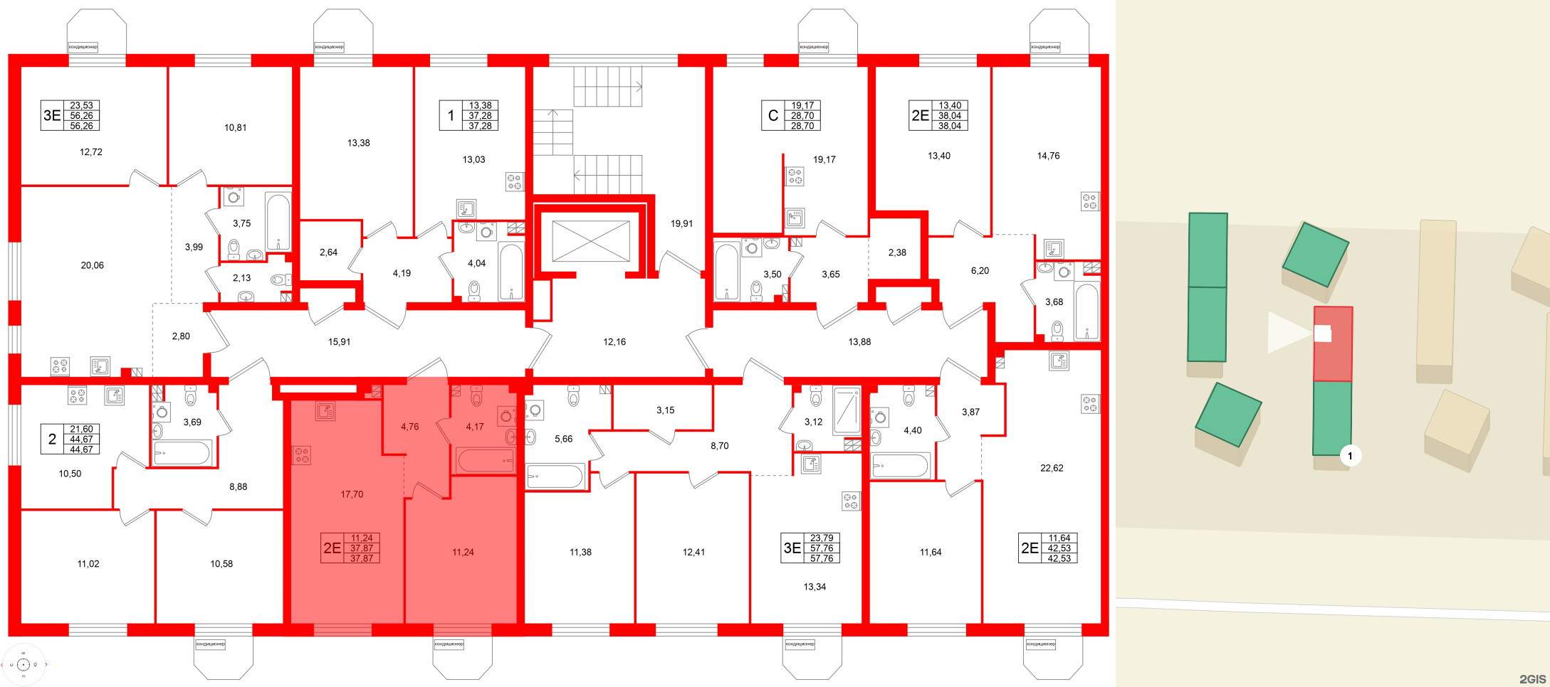 Квартира в ЖК Всевгород, 1 комнатная, 37.87 м², 3 этаж