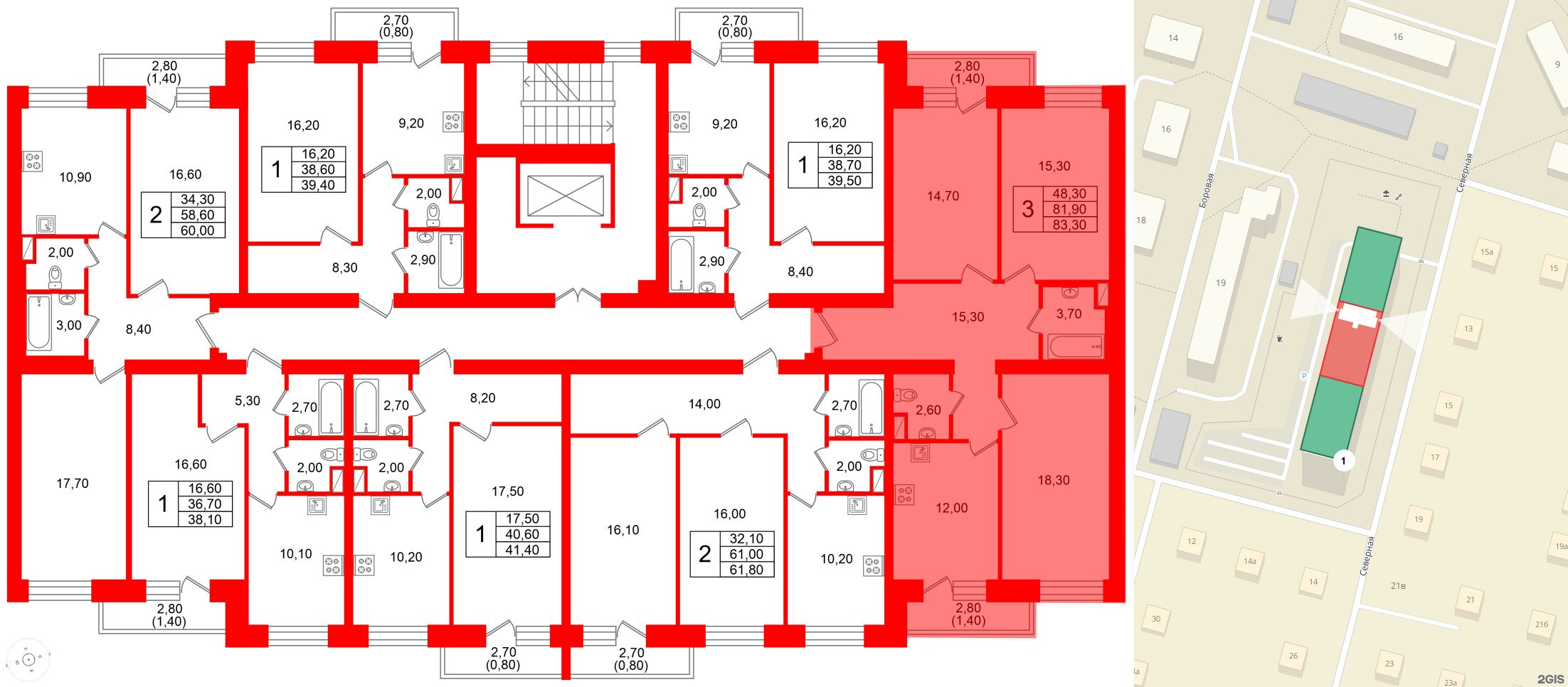 Квартира в ЖК Новый мир, 3 комнатная, 80.9 м², 8 этаж
