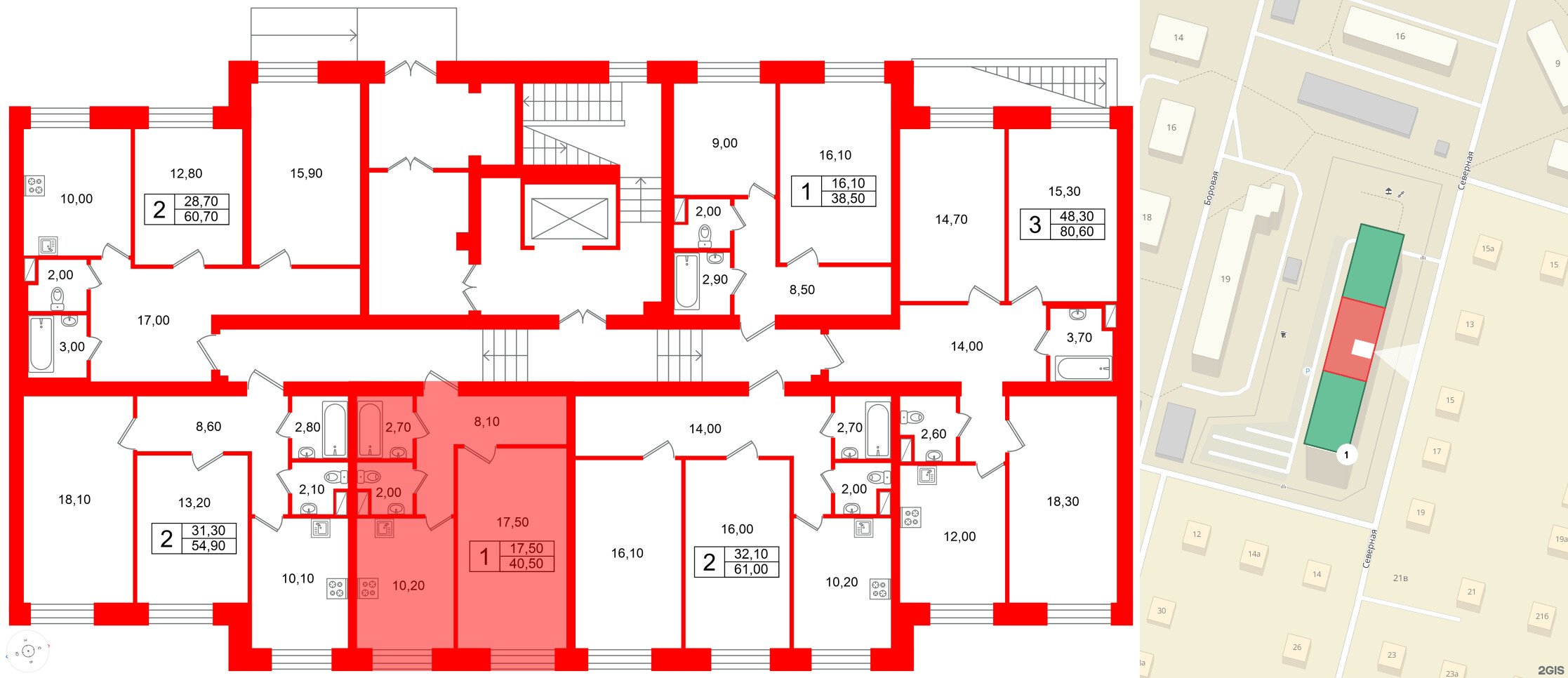 Квартира в ЖК Новый мир, 1 комнатная, 40.8 м², 1 этаж