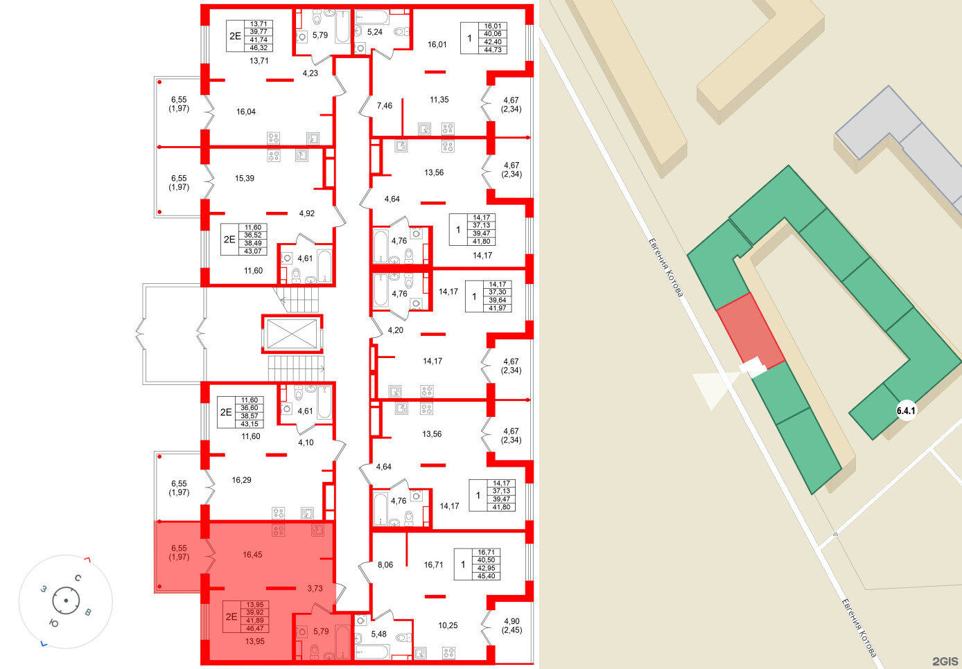 Квартира в ЖК Образцовый квартал, 1 комнатная, 41.89 м², 1 этаж
