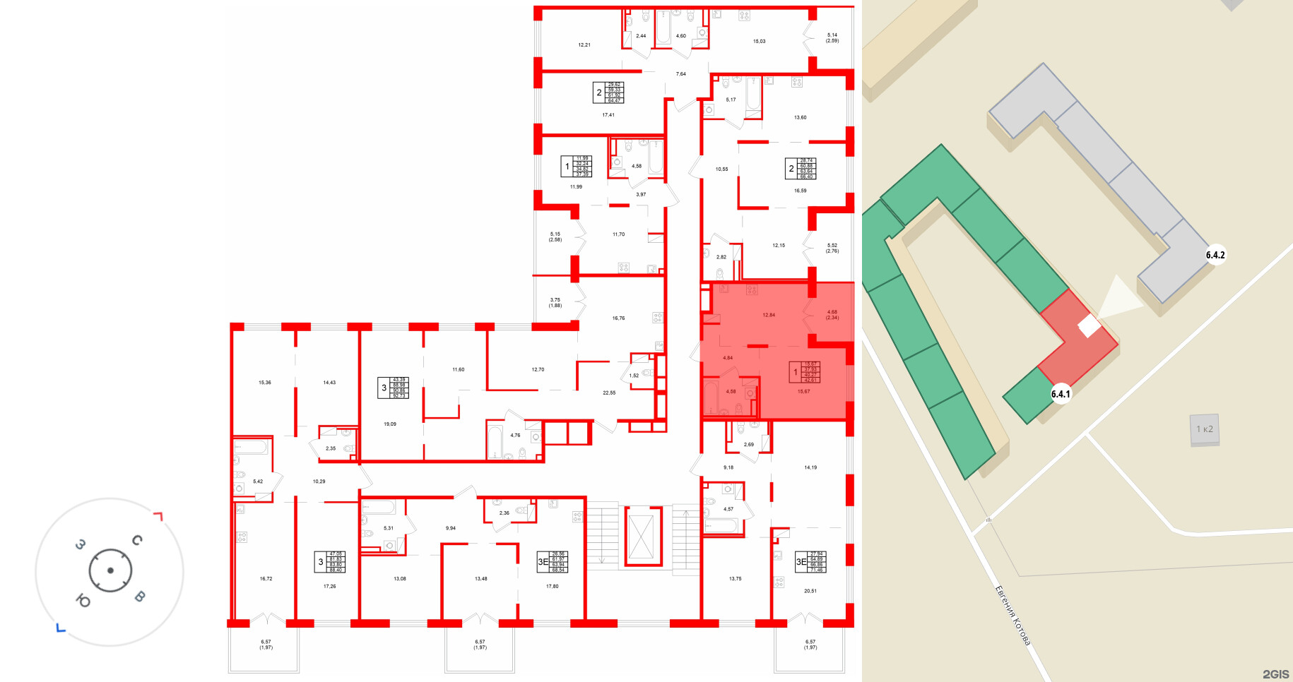 Квартира в ЖК Образцовый квартал, 1 комнатная, 40.27 м², 4 этаж