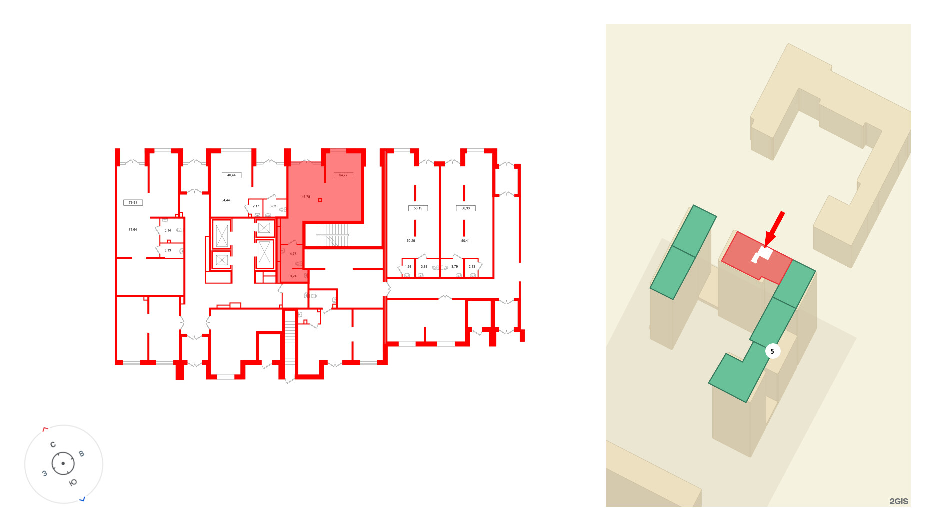 Помещение в ЖК Имена, 54.77 м², 1 этаж