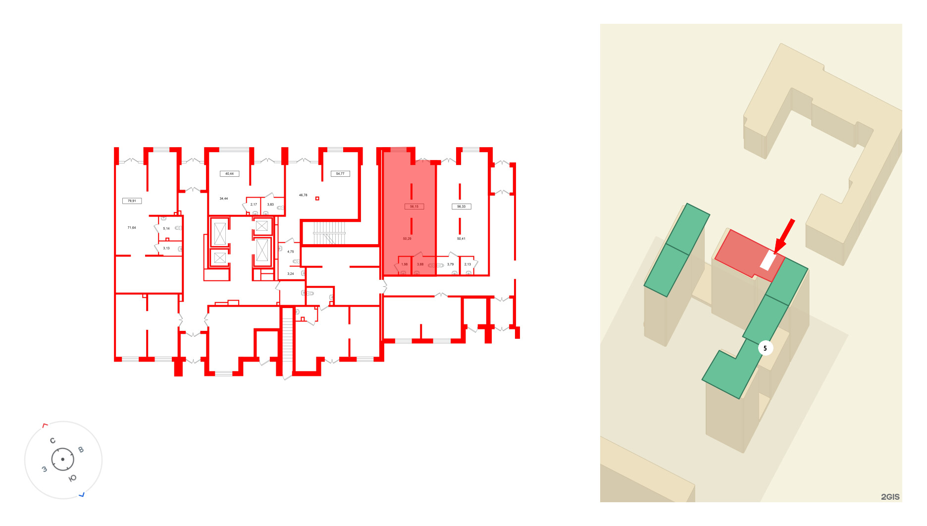 Помещение в ЖК Имена, 56.15 м², 1 этаж