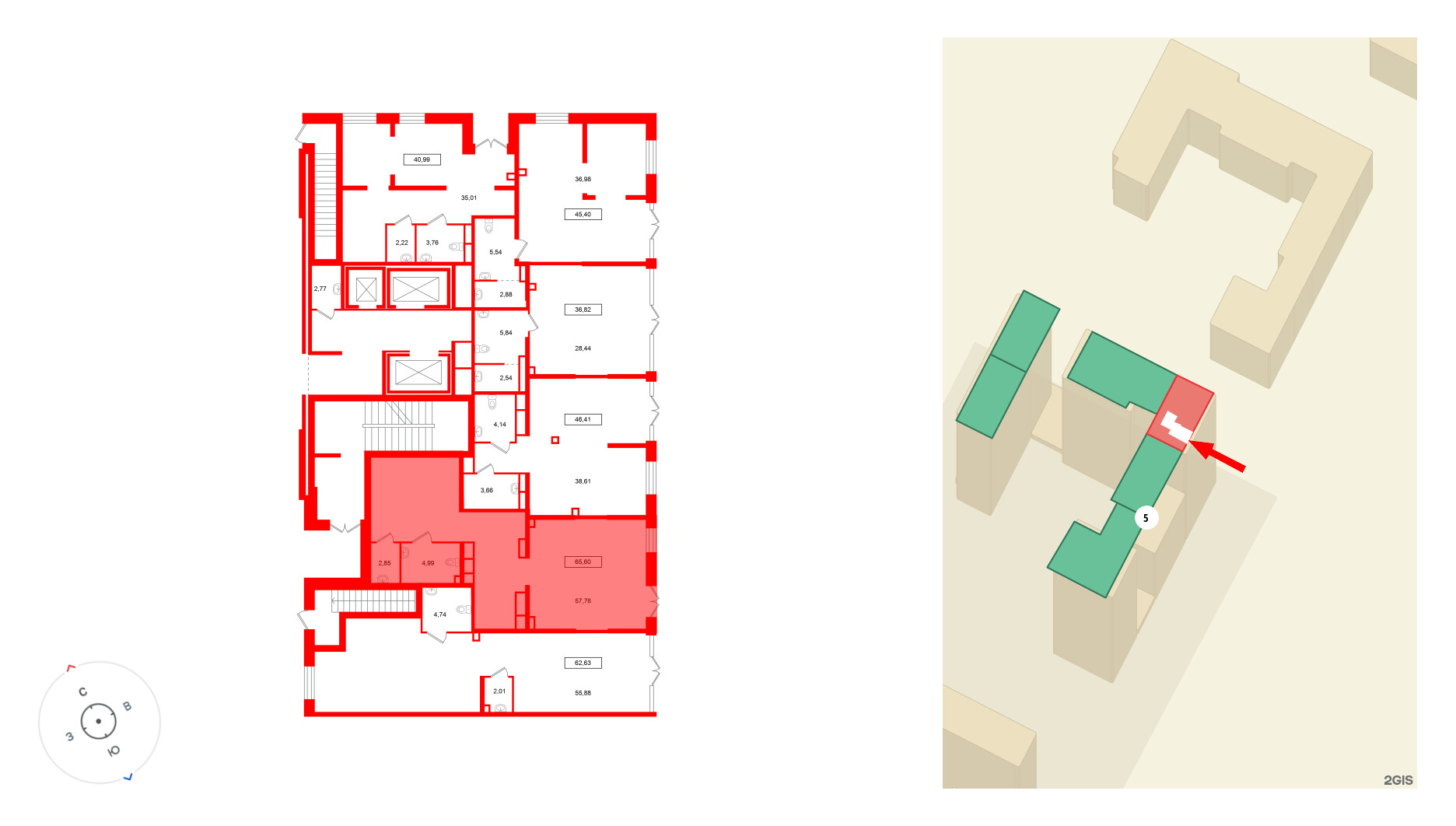 Помещение в ЖК Имена, 65.6 м², 1 этаж