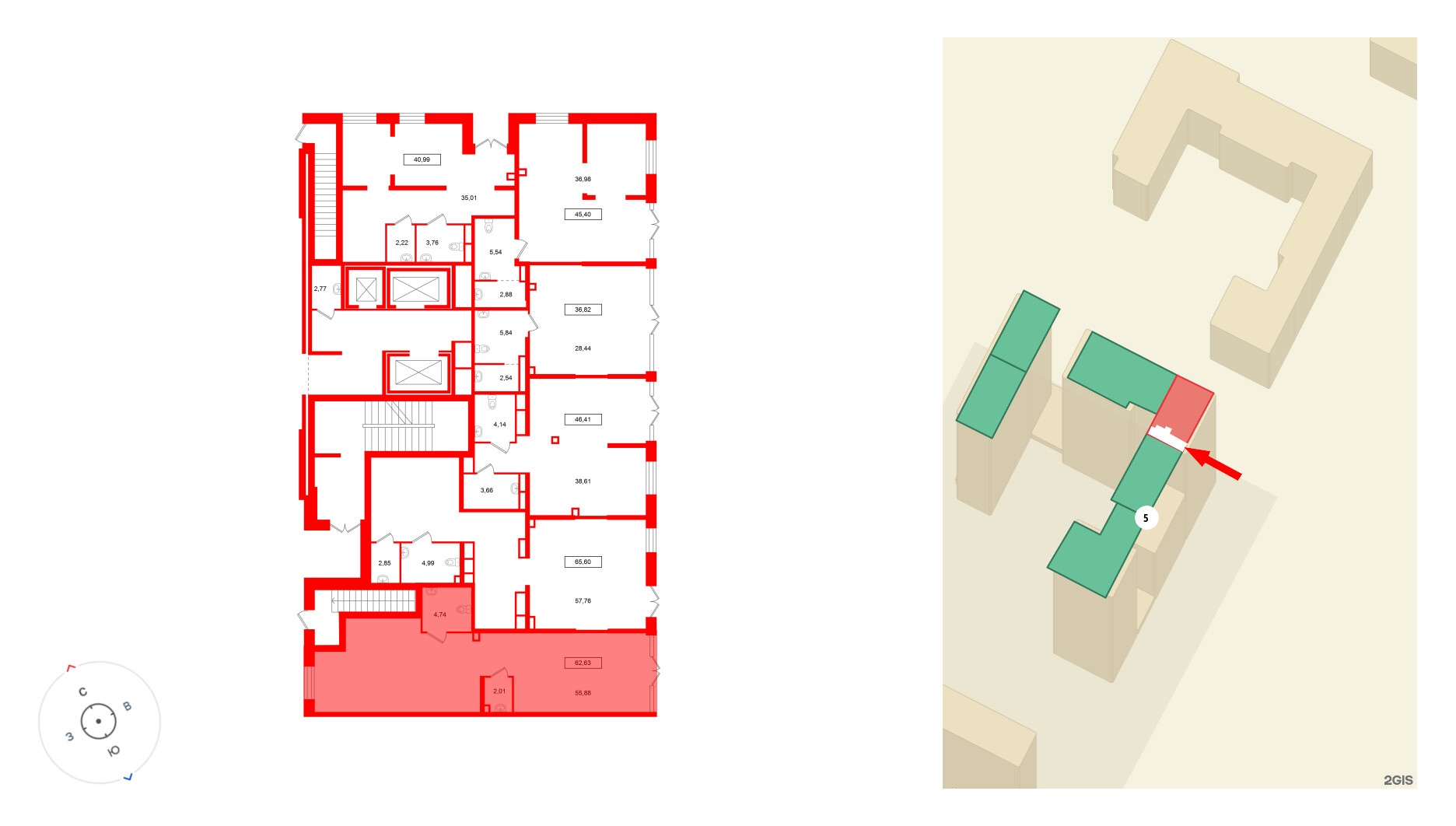 Помещение в ЖК Имена, 62.63 м², 1 этаж