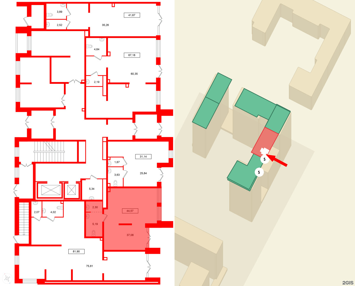 Помещение в ЖК Имена, 44.57 м², 1 этаж