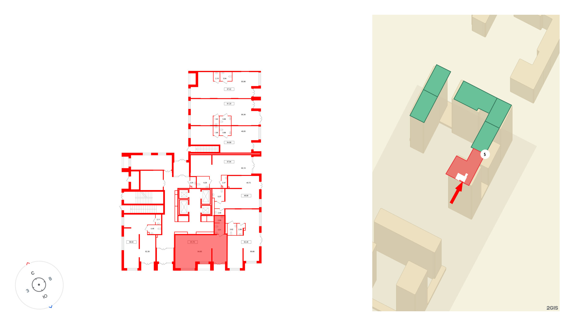 Помещение в ЖК Имена, 61.72 м², 1 этаж