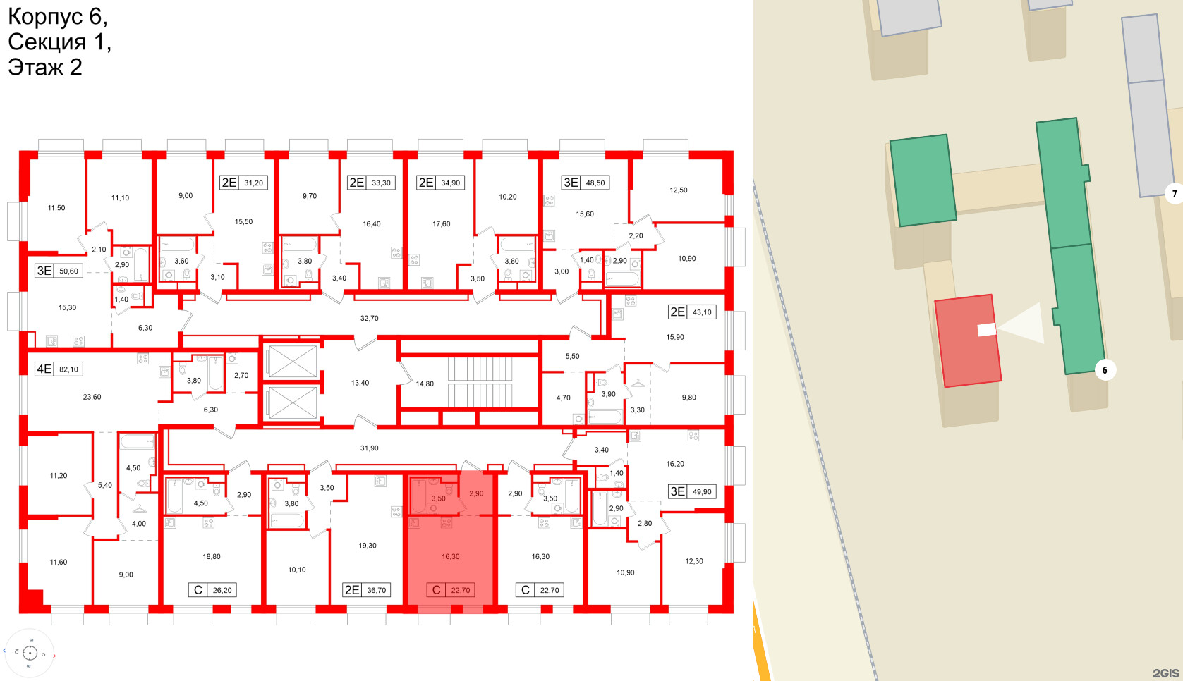 Квартира в ЖК Витебский парк, студия, 22.7 м², 2 этаж