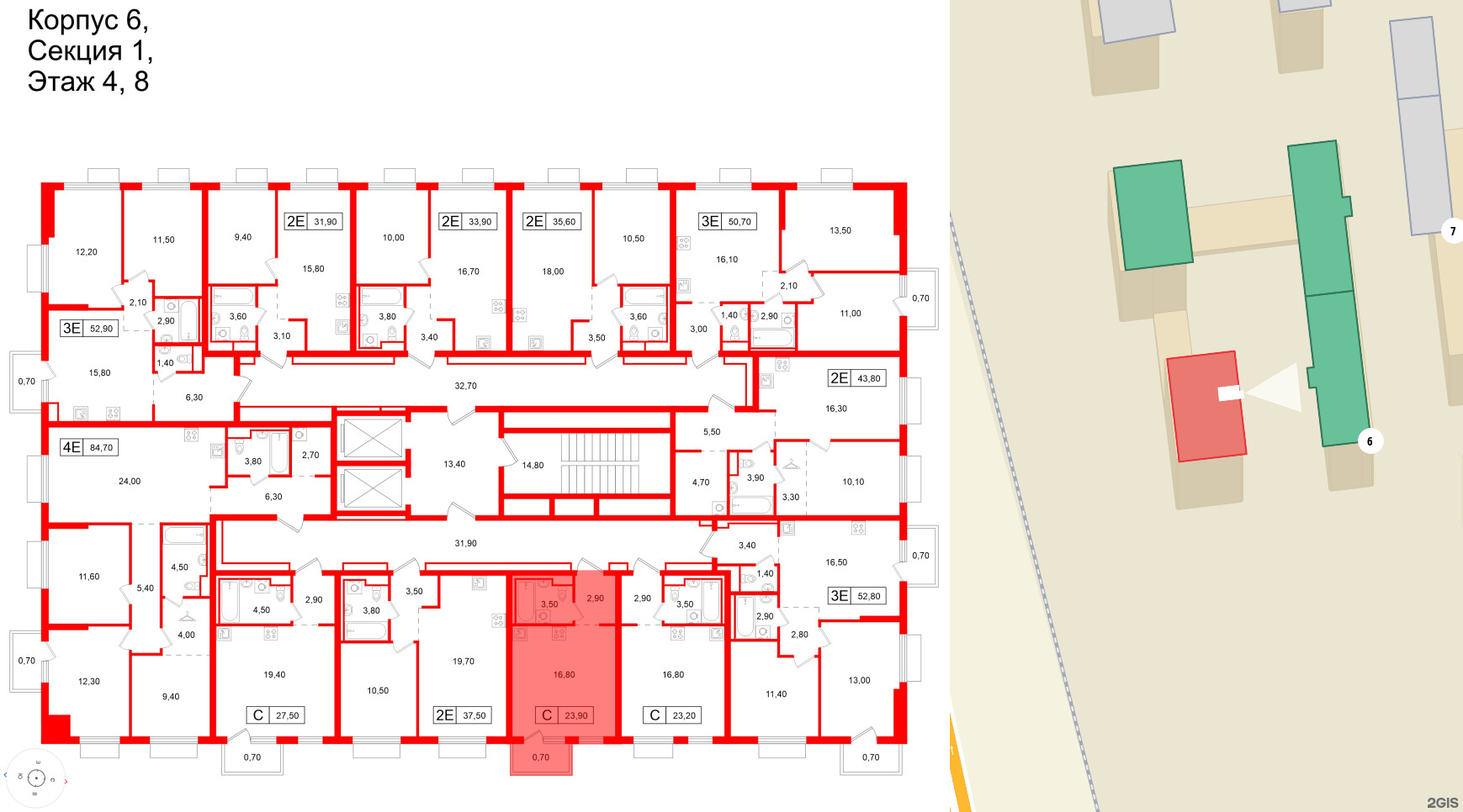 Квартира в ЖК Витебский парк, студия, 23.9 м², 4 этаж