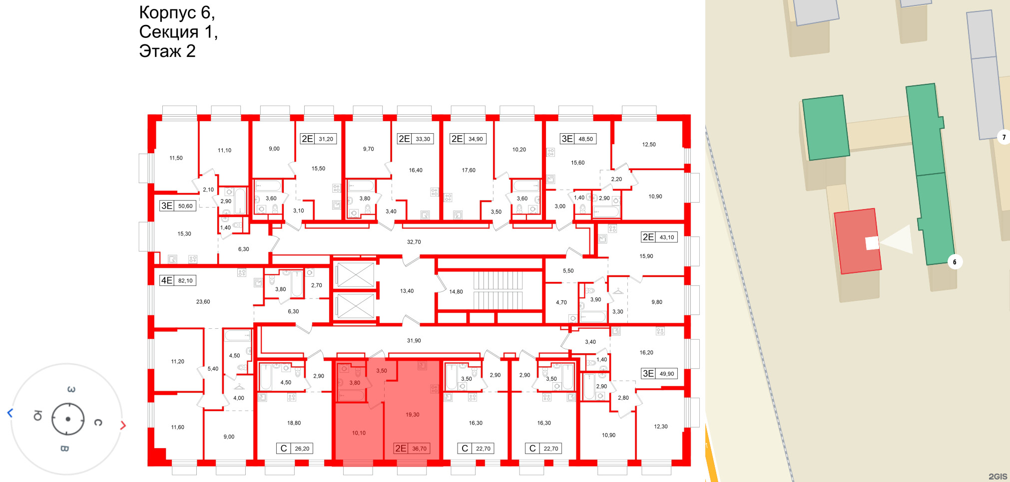 Квартира в ЖК Витебский парк, 1 комнатная, 36.7 м², 2 этаж