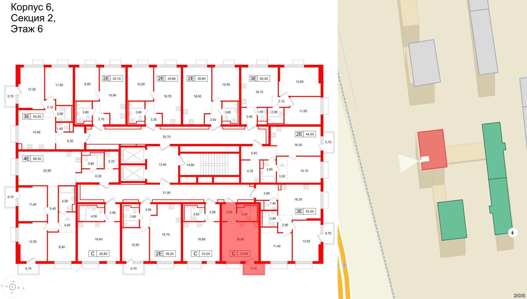 Квартира в ЖК Витебский парк, студия, 23.9 м², 6 этаж