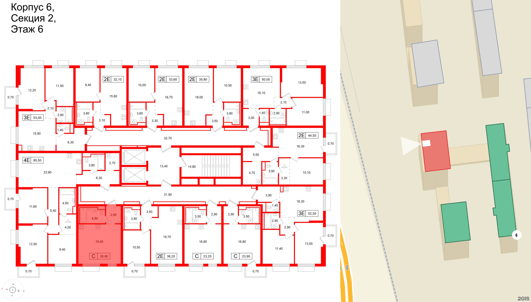 Квартира в ЖК Витебский парк, студия, 26.8 м², 6 этаж