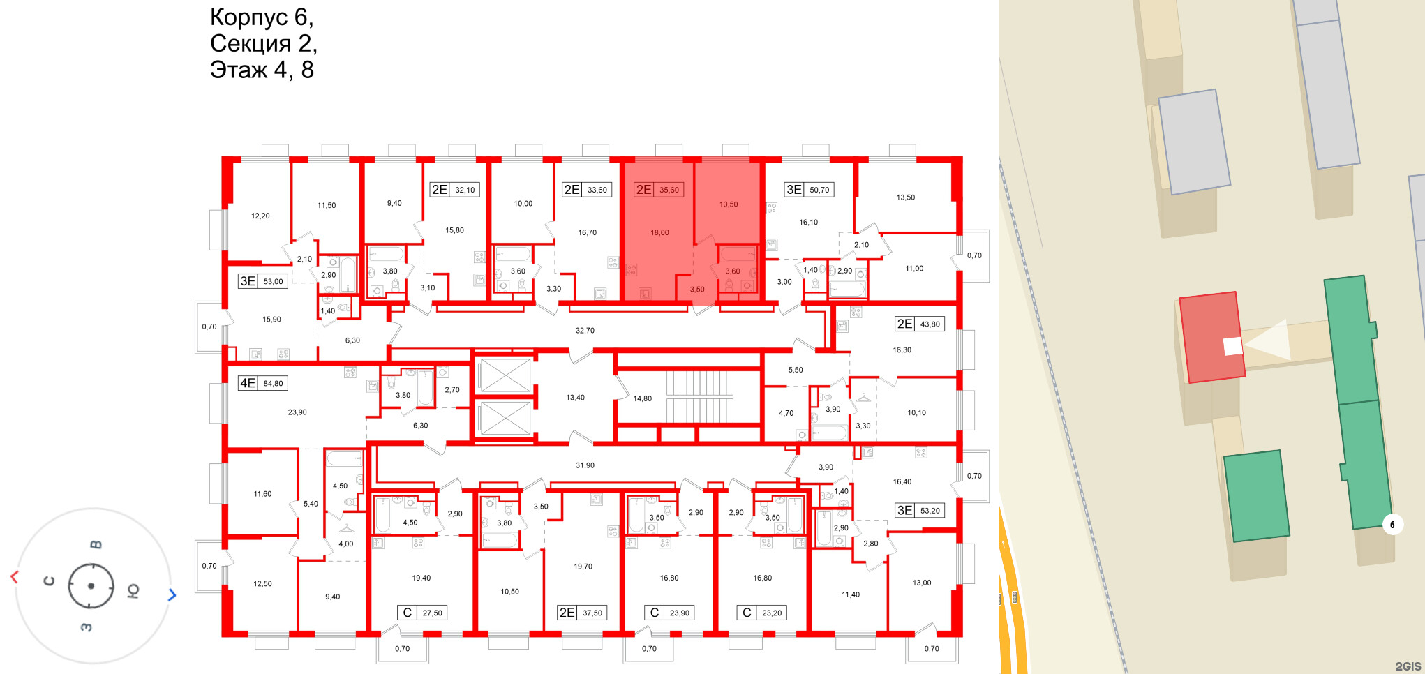 Квартира в ЖК Витебский парк, 1 комнатная, 35.6 м², 4 этаж