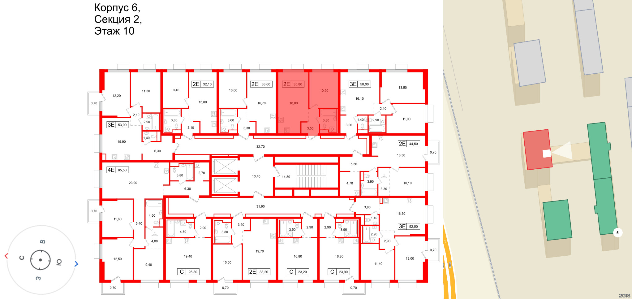 Квартира в ЖК Витебский парк, 1 комнатная, 35.8 м², 10 этаж