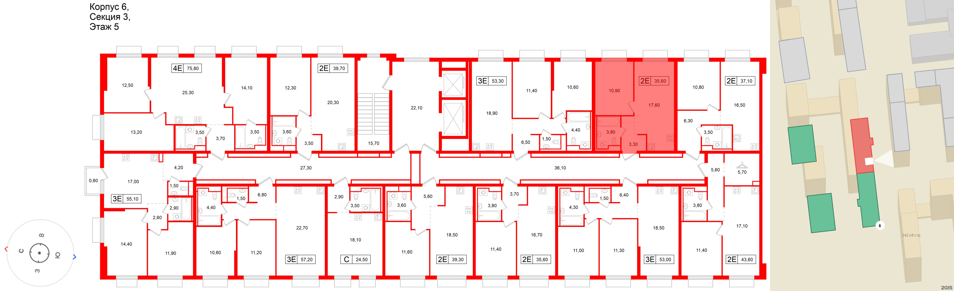 Квартира в ЖК Витебский парк, 1 комнатная, 35.6 м², 5 этаж