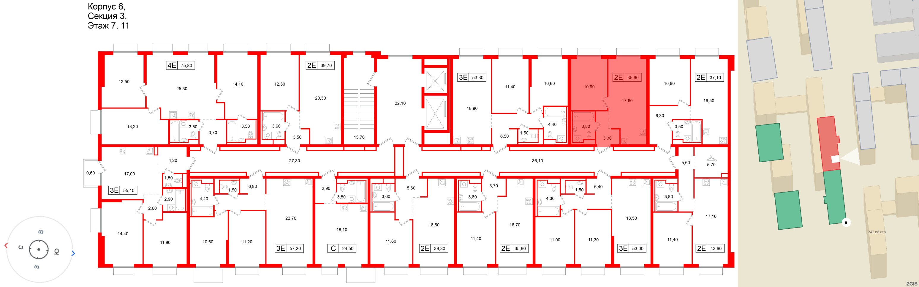 Квартира в ЖК Витебский парк, 1 комнатная, 35.6 м², 11 этаж