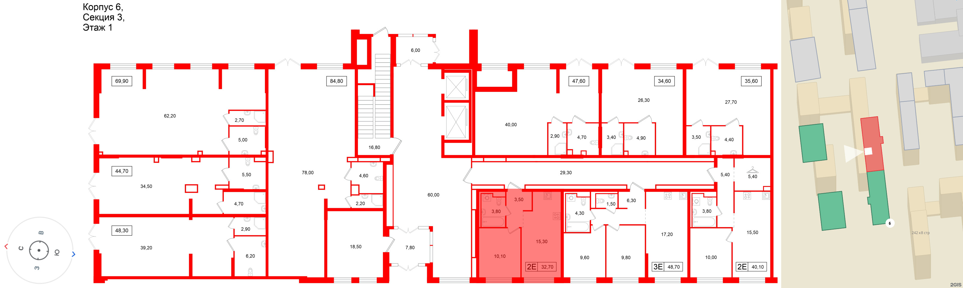 Квартира в ЖК Витебский парк, 1 комнатная, 32.7 м², 1 этаж