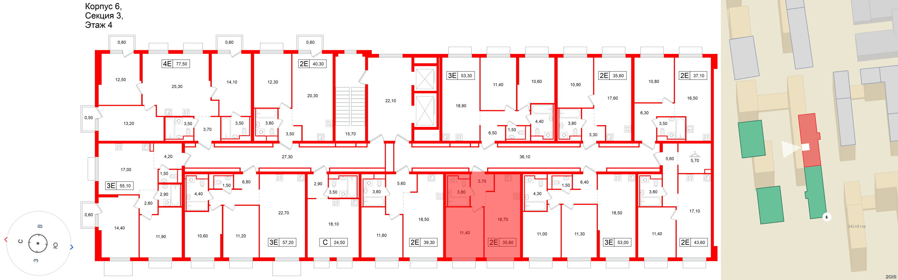 Квартира в ЖК Витебский парк, 1 комнатная, 35.6 м², 4 этаж